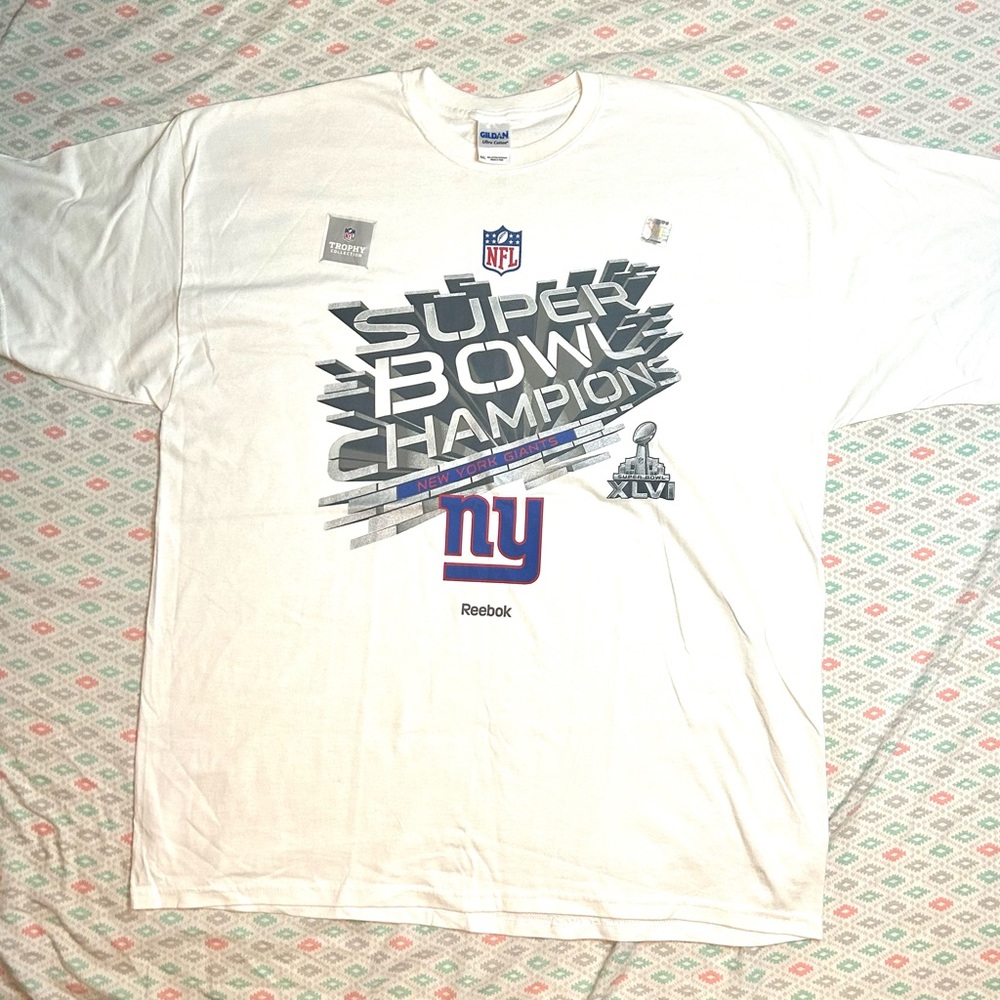 New York Giants Shirt White Super Bowl Champions XLVI 2012 NFL Reebok Size 2xl